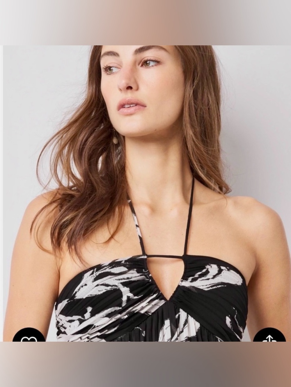 White House Black Market 🆕 Black & White Pleated Halter Maxi Dress size 4 - Picture 4 of 13
